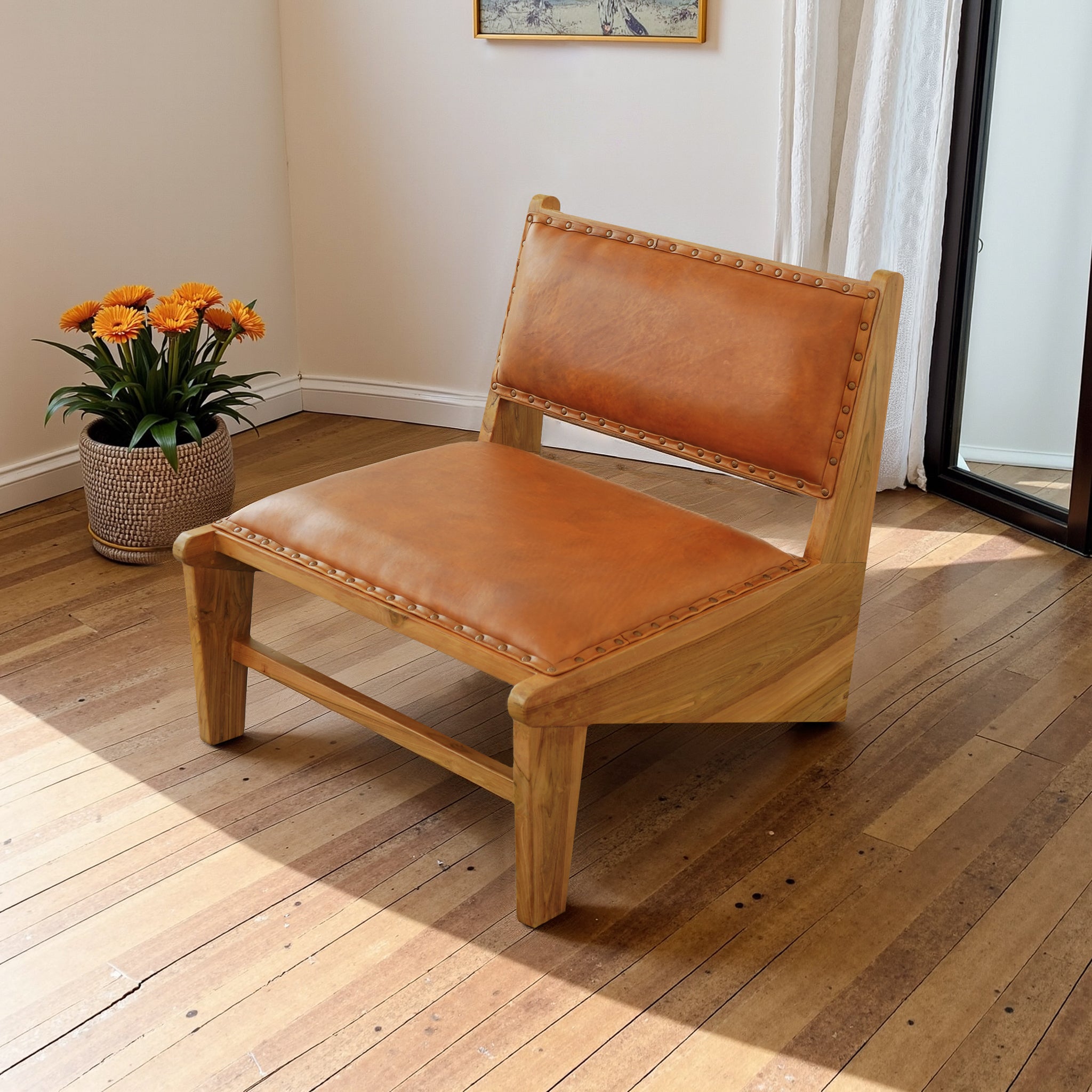 Falcon Tan Leather Lounge Chair