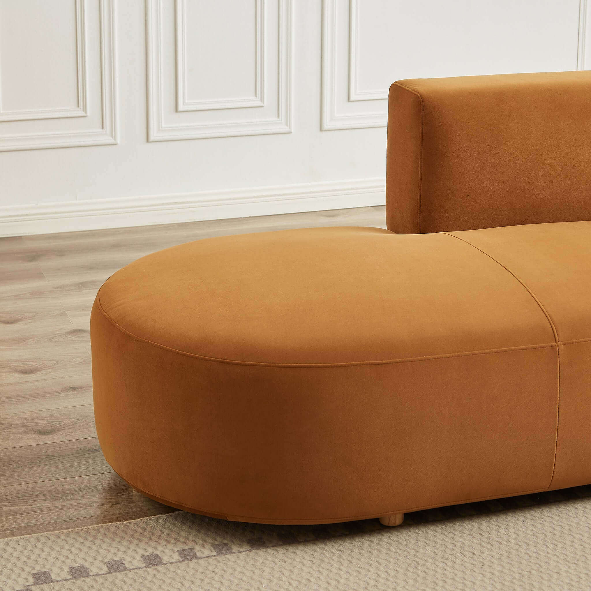 Silhouette Cognac Velvet Sectional Sofa