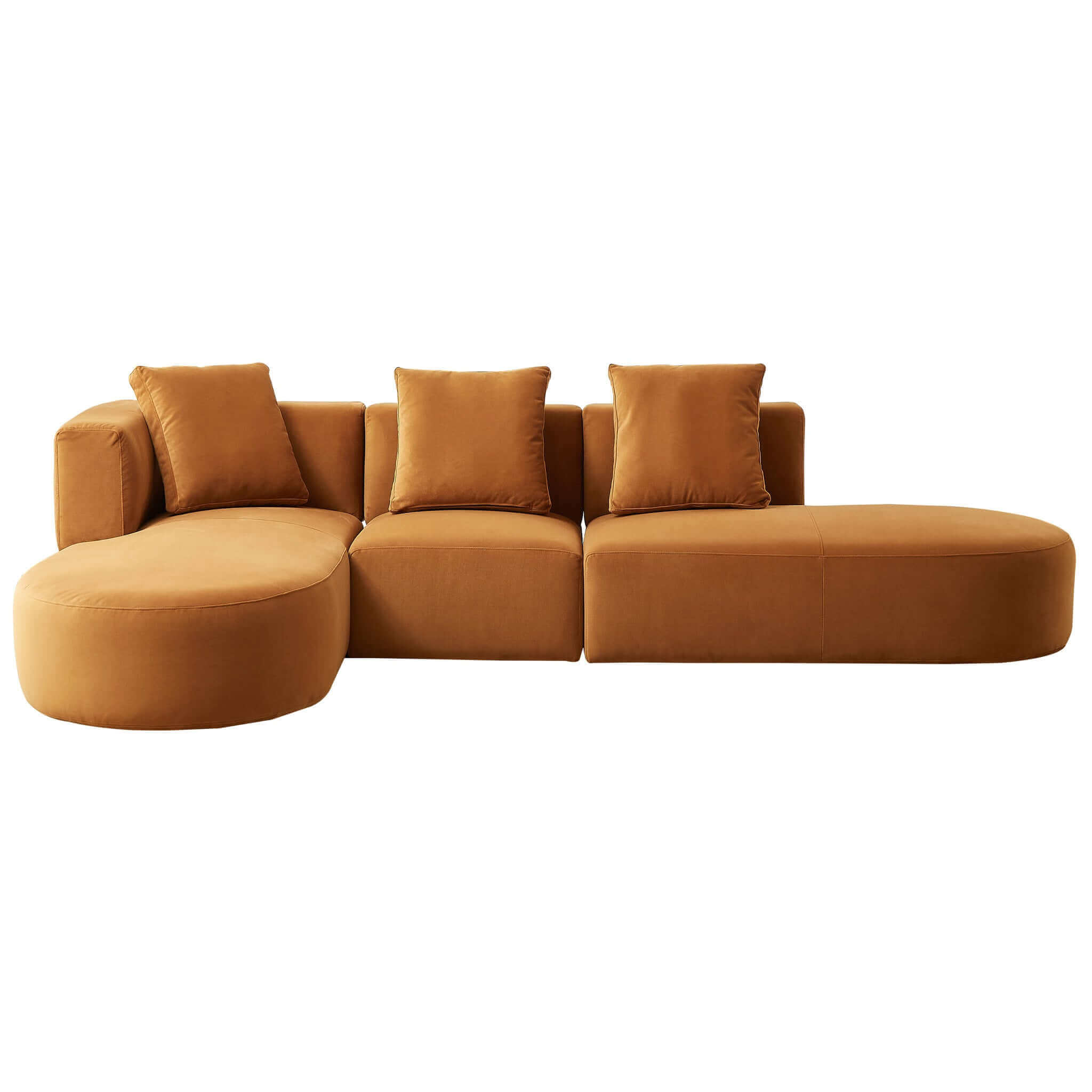 Silhouette Cognac Velvet Sectional Sofa