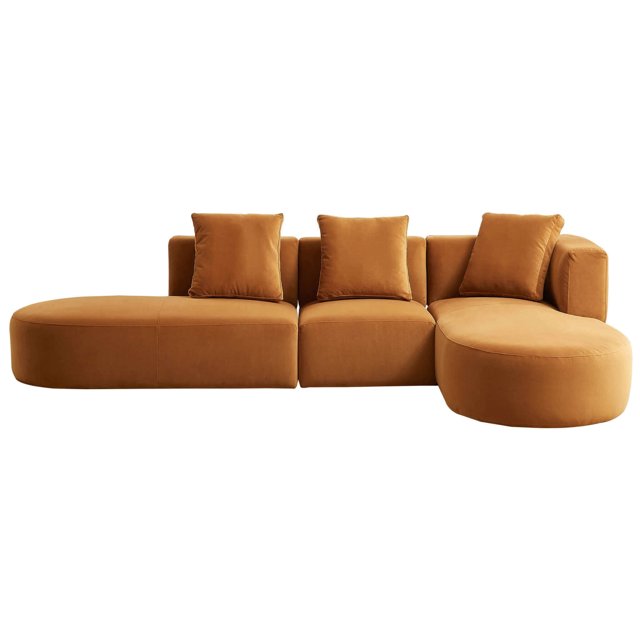 Silhouette Cognac Velvet Sectional Sofa